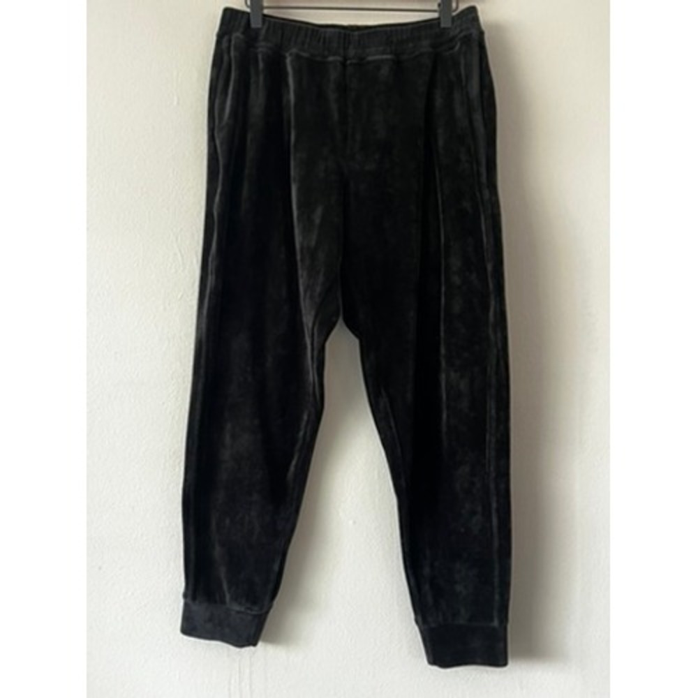 Snoskins Velour Joggers Black Pull On Casual Ankle Pants Pockets size large